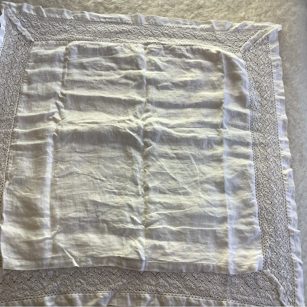 RH Linen Euro sham Italian Tombolo Braided Lace Linen